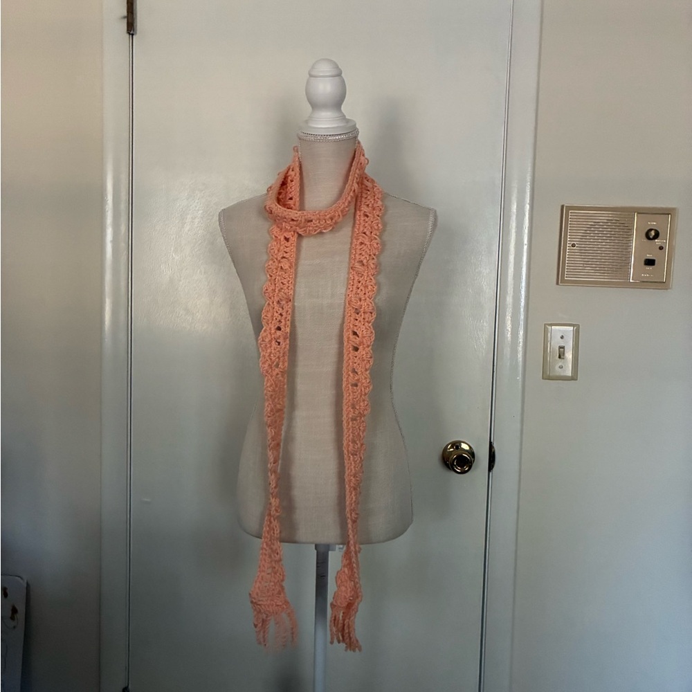 Summer Peach Crochet Scarf - Women's Accessory